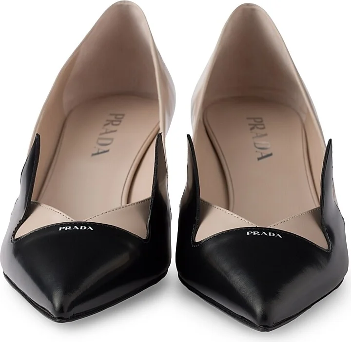 Women's Two-Tone Brushed Leather 55MM Pumps - Black - Size 10 - Image 8