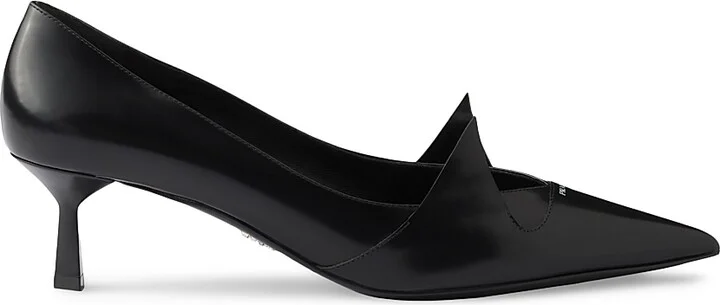 Women's Two-Tone Brushed Leather 55MM Pumps - Black - Size 10