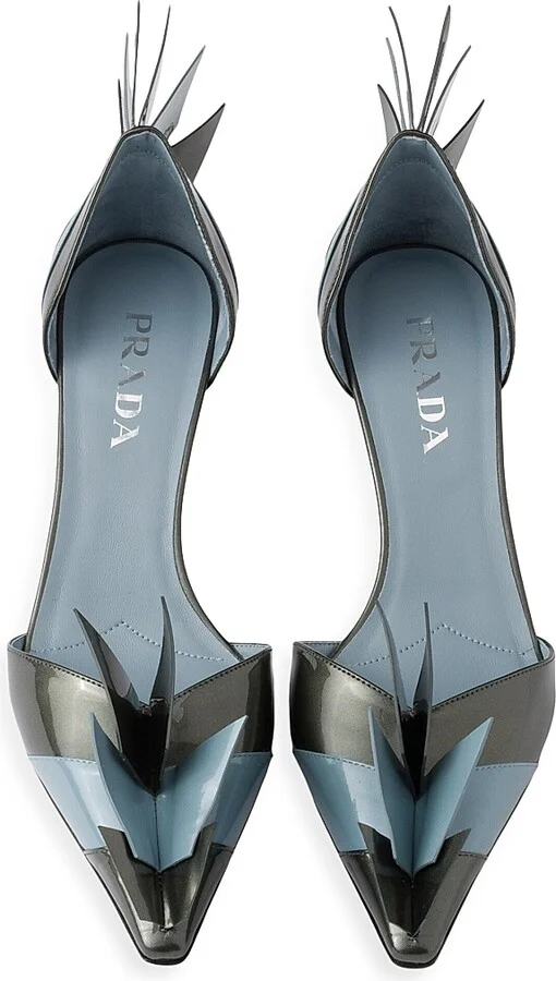 Women's Two-Tone Patent Leather D'orsay 55MM Pumps - Grey Blue - Size 7 - Image 2