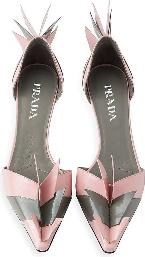 Women's Two-Tone Patent Leather D'orsay 55MM Pumps - Grey Blue - Size 7 - Image 6