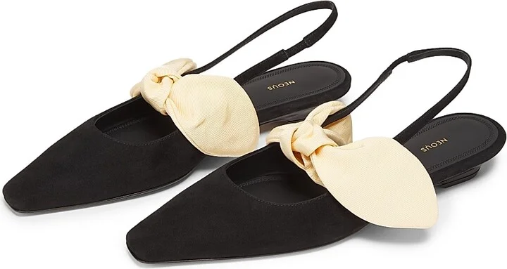 Women's Uba Suede & Grosgrain Slingback Flats - Black Sand - Size 5 - Image 2
