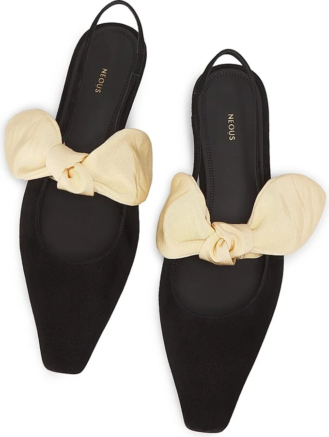 Women's Uba Suede & Grosgrain Slingback Flats - Black Sand - Size 5 - Image 4