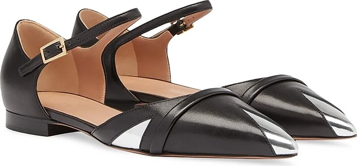 Women's Ulla Leather Flat Pumps - Black Silver - Size 10.5 - Image 2