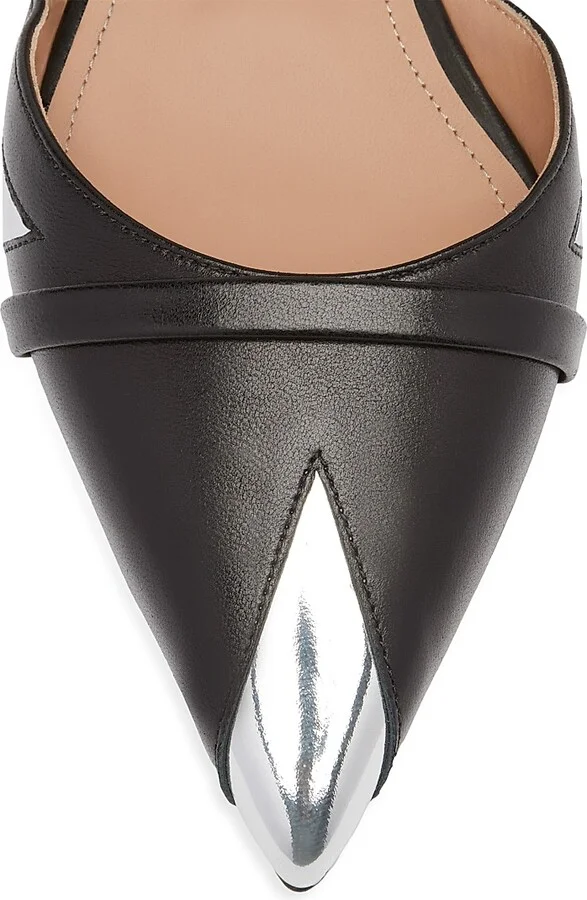 Women's Ulla Leather Flat Pumps - Black Silver - Size 10.5 - Image 4