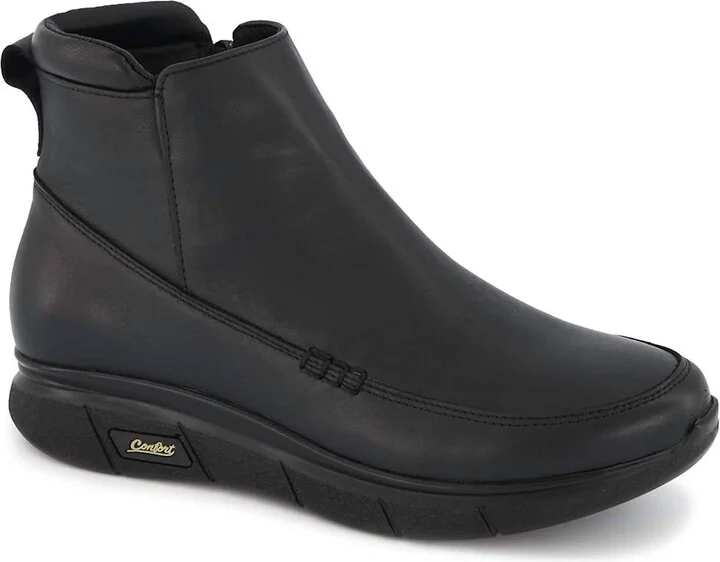 Women's Ultra Comfort Leather Booties In Black