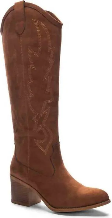 Women's Upwind Western Boot In Chocolate Suede