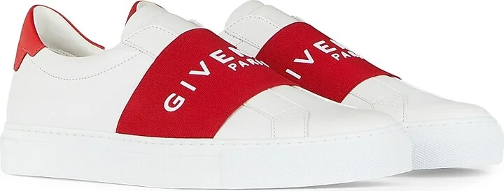 Women's Urban Street Sneakers in Leather with Elastic Band - White Red - Size 6 - Image 2