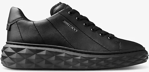 Womens V Black/Black Diamond Light Logo-Embossed Leather Low-Top Trainers Eur 39 / 6 Uk Women