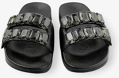 Womens V Black Fitz Crystal-Embellished Strap Leather Sandals Eur 39 / 6 Uk Women - Image 2