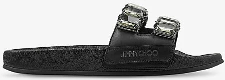 Womens V Black Fitz Crystal-Embellished Strap Leather Sandals Eur 39 / 6 Uk Women