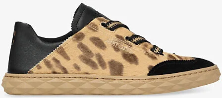 Womens V Natural/Black Diamond Light Leopard-Print Leather Low-Top Trainers Eur 42/ 9 Uk Women