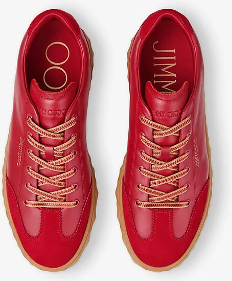Womens V Ruby Red Diamond Light Logo-Embossed Leather Low-Top Trainers 12 - Image 2