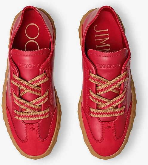 Womens V Ruby Red Diamond Light Logo-Embossed Leather Low-Top Trainers Eur 42/ 9 Uk Women - Image 2
