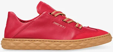 Womens V Ruby Red Diamond Light Logo-Embossed Leather Low-Top Trainers Eur 42/ 9 Uk Women