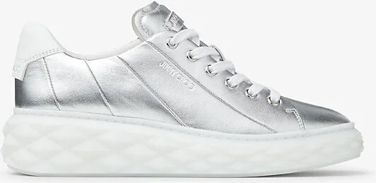 Womens V Silver Diamond Light Maxi Metallic Leather Low-Top Trainers Eur 37.5 / 4.5 Uk Women