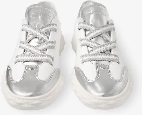 Womens V Silver/White Diamond Light Flex Leather Low-Top Trainers Eur 35.5/2.5 Uk Women - Image 2