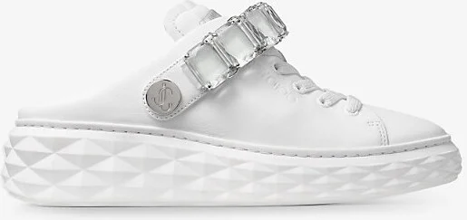 Womens V White/Crystal Diamond Sling Crystal-Embellished Leather Low-Top Trainers Eur 38/5 Uk Women - Image 2