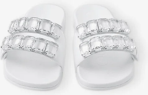 Womens V White Fitz Crystal-Embellished Strap Leather Sandals Eur 39 / 6 Uk Women - Image 2