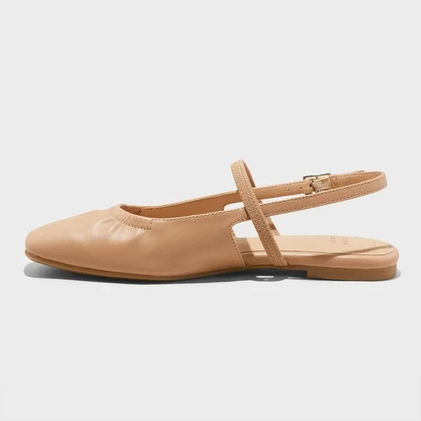 Women's Vada Slingback Scrunch Toe Flats - A New Day™ : Faux Leather, Memory Foam Insole, Textured Outsole - Image 2