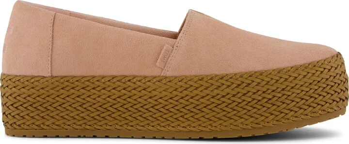 Womens Valencia Platform Espadrille Pink Cafe Creme Suede Slip On