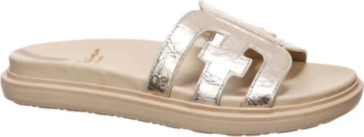 Women's Valeri Slide Sandal In Gold Leaf Leather