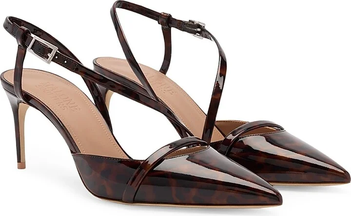 Women's Valeria 70MM Leopard Patent Leather Slingback Pumps - Brown - Size 10.5 - Image 2