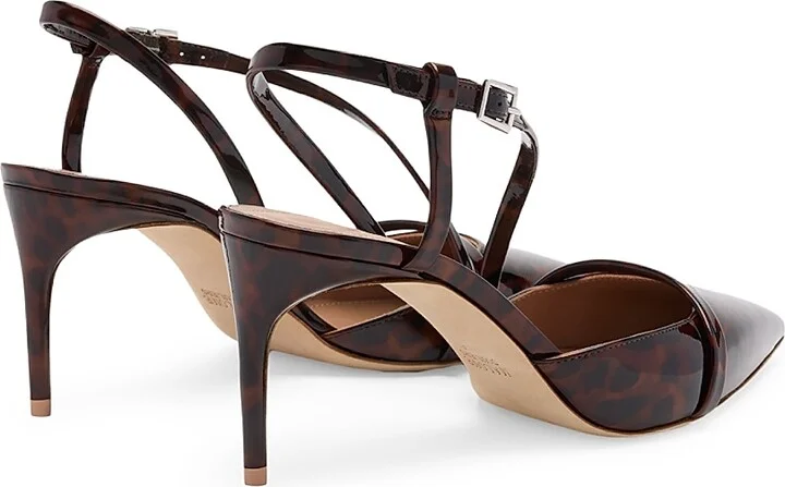 Women's Valeria 70MM Leopard Patent Leather Slingback Pumps - Brown - Size 10.5 - Image 3