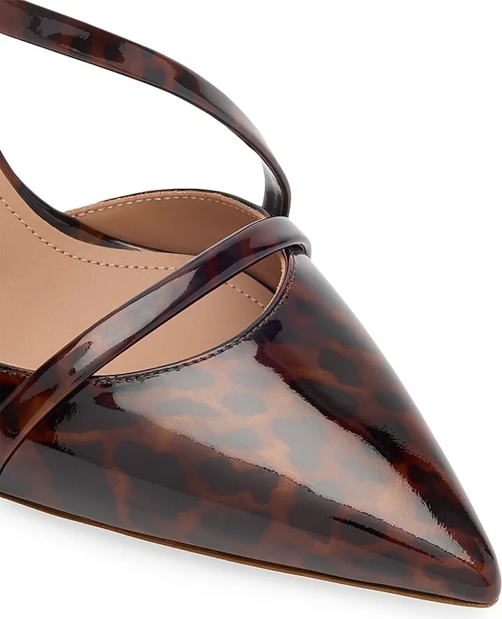 Women's Valeria 70MM Leopard Patent Leather Slingback Pumps - Brown - Size 10.5 - Image 4