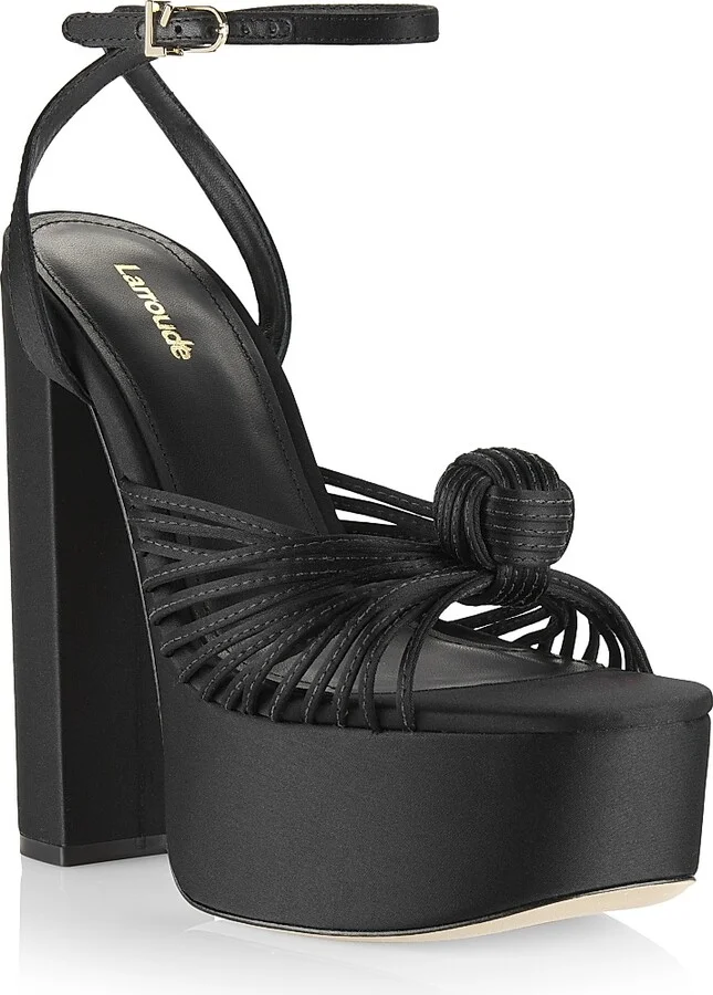 Women's Valerie 140MM Satin Platfom Sandals - Black - Size 7 - Image 2