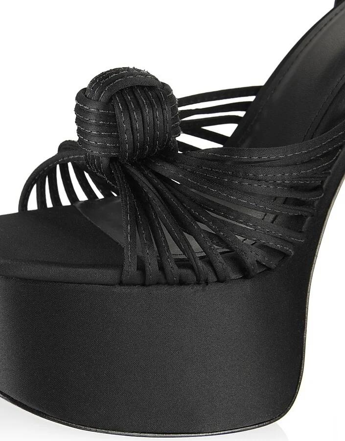 Women's Valerie 140MM Satin Platfom Sandals - Black - Size 7 - Image 6