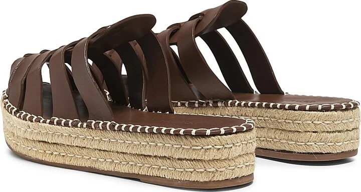 Women's Valerie 45MM Leather & Raffia Flatform Mules - Desert Brown - Size 5 - Image 3
