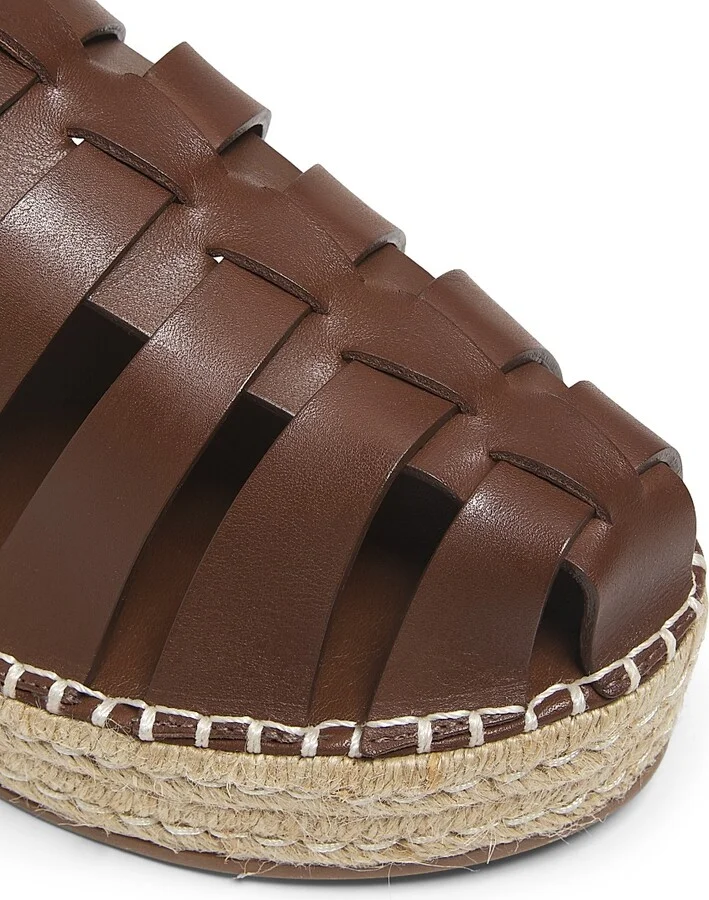 Women's Valerie 45MM Leather & Raffia Flatform Mules - Desert Brown - Size 5 - Image 5