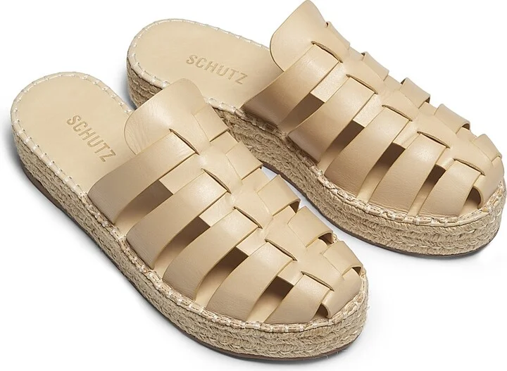 Women's Valerie Flatform 45MM Leather & Raffia Mules - Natural - Size 5 - Image 4