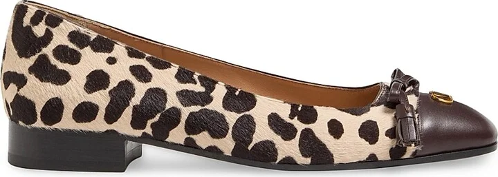 Women's Valet Du Roi 25MM Ballerinas in Pony-Effect Calfskin - Natural Brown - Size 7