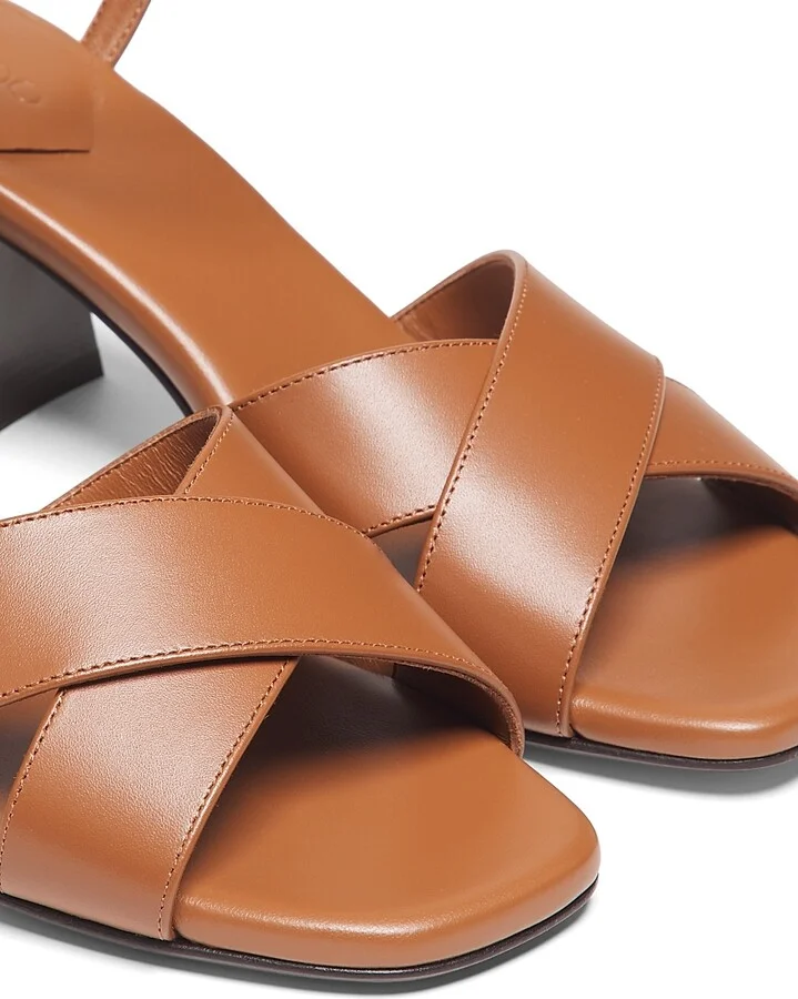 Women's Valla 65MM Leather Sandals - Tan - Size 5 - Image 2