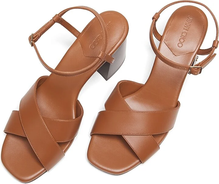 Women's Valla 65MM Leather Sandals - Tan - Size 5 - Image 4