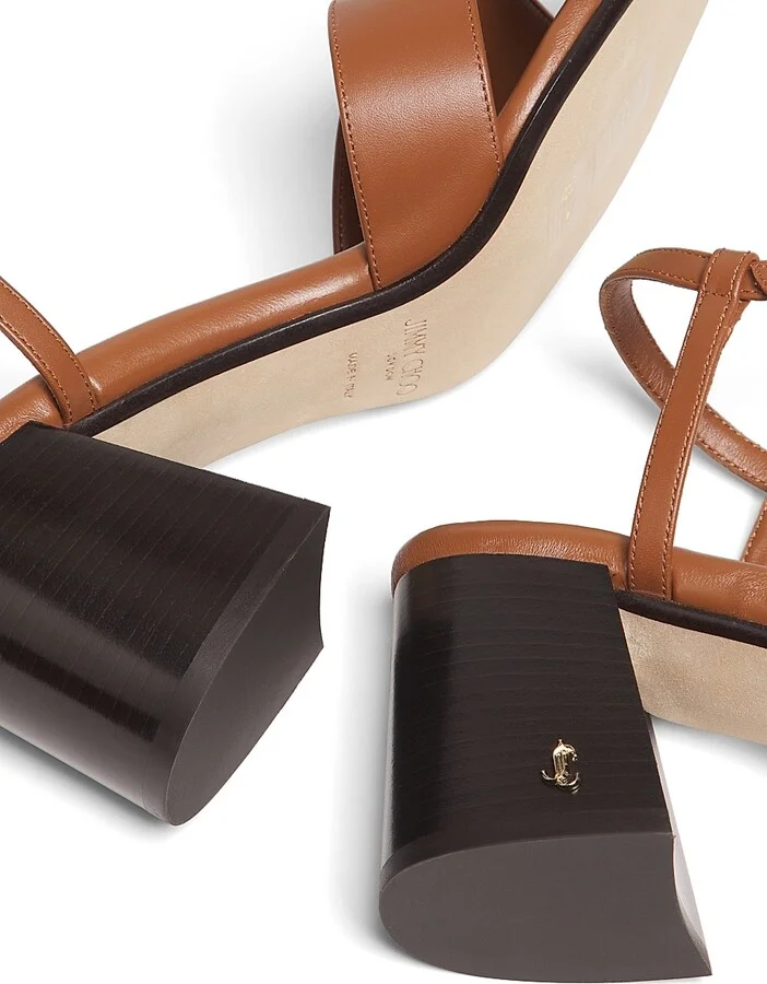 Women's Valla 65MM Leather Sandals - Tan - Size 5 - Image 6