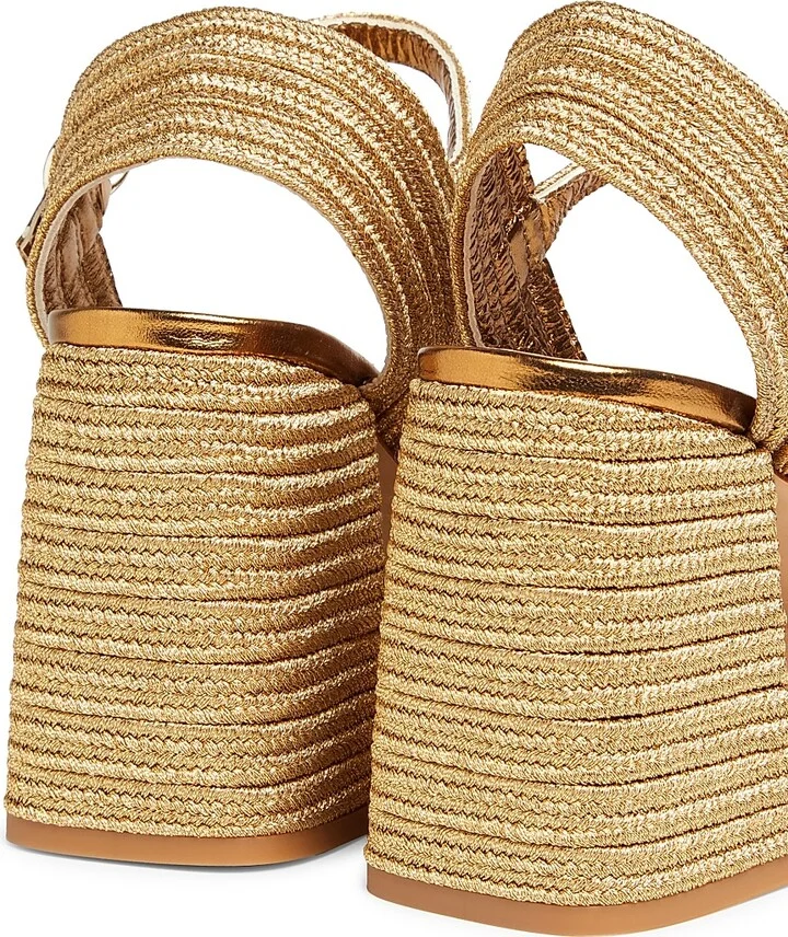 Women's Valle 100MM Woven Block-Heel Sandals - Oro Viejo - Size 6 - Image 3