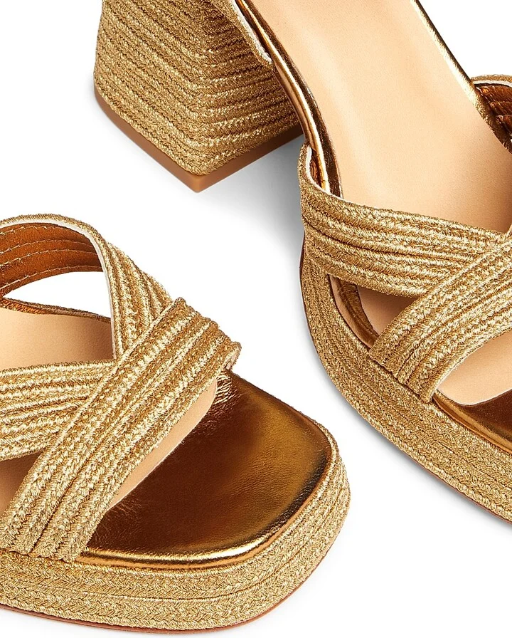 Women's Valle 100MM Woven Block-Heel Sandals - Oro Viejo - Size 6 - Image 6