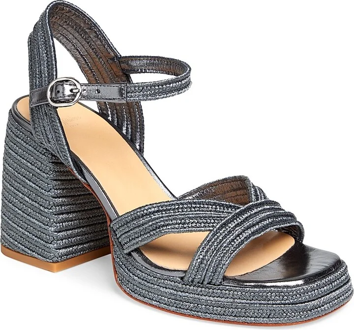 Women's Valle 100MM Woven Block-Heel Sandals - Oro Viejo - Size 6 - Image 7