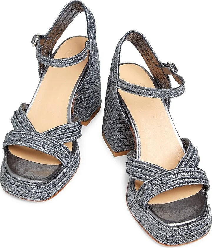 Women's Valle 100MM Woven Block-Heel Sandals - Oro Viejo - Size 6 - Image 9