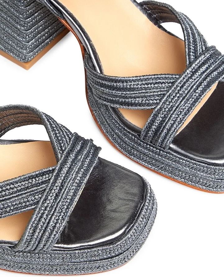Women's Valle 100MM Woven Block-Heel Sandals - Oro Viejo - Size 6 - Image 11