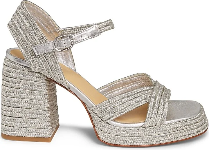 Women's Valle Metallic Espadrille Sandals - Poliester Platino - Size 8