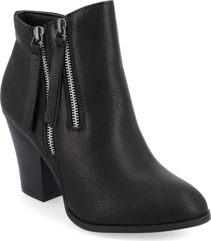 Womens Vally Inside Zip Stacked Heel Booties