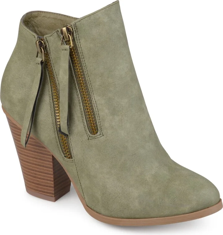 Womens Vally Inside Zip Stacked Heel Booties