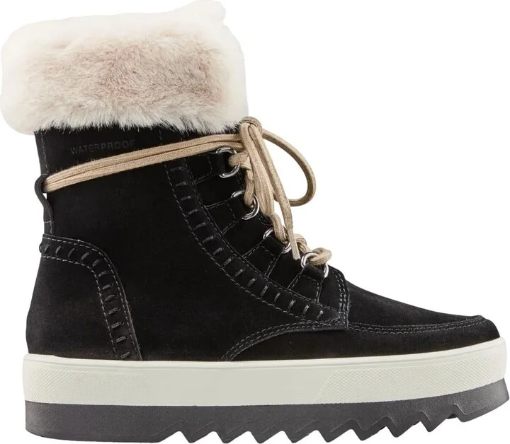 Women's Vanetta Suede Waterproof Winter Boot In Black/cream