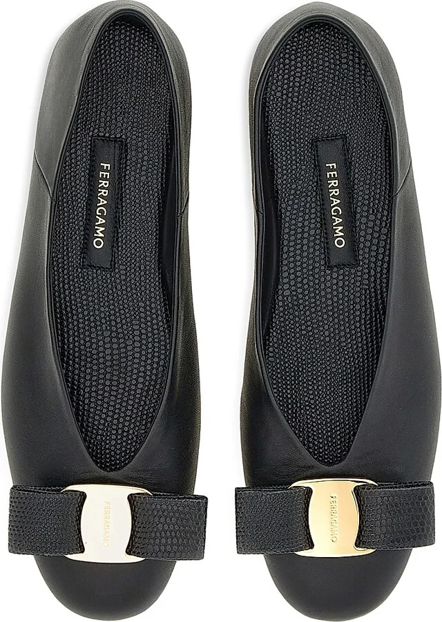 Women's Vanna Bow-Detailed Leather Ballet Flats - Nero - Size 7 - Image 3
