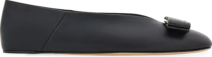 Women's Vanna Bow-Detailed Leather Ballet Flats - Nero - Size 7