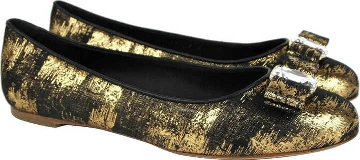 Women's Varina Black / Gold Fabric Ballet Flat - Image 2