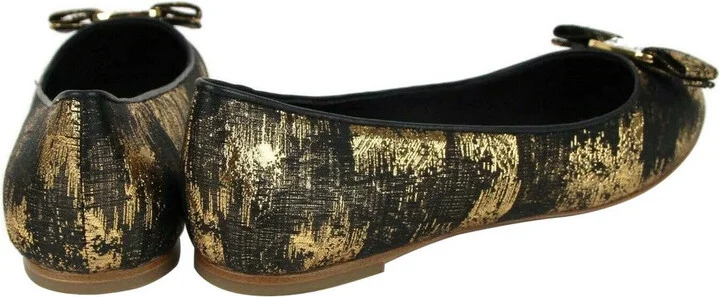 Women's Varina Black / Gold Fabric Ballet Flat - Image 5